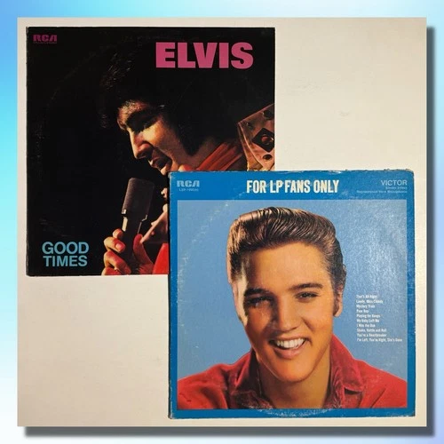 Elvis Presley 2x LP Lot, For LP Fans Only Good Times Vinyl Record Album 12”