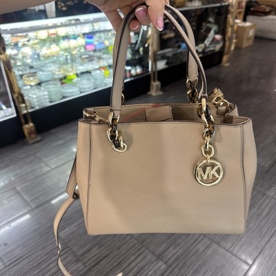  MICHAEL KORS MEDIUM CYNTHIA TRUFFLE TAUPE SAFFIANO LEATHER SATCHEL BAG NWT!