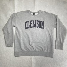 Vintage Clemson Crewneck Sweatshirt Men  s Large Gray Sewn On Patches Academia