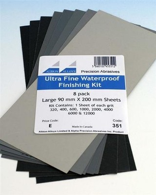 ALBION ALLOYS Krick Polierleinen-Set Wasserfest 8-fach Sortiert 90x200 mm / AA35
