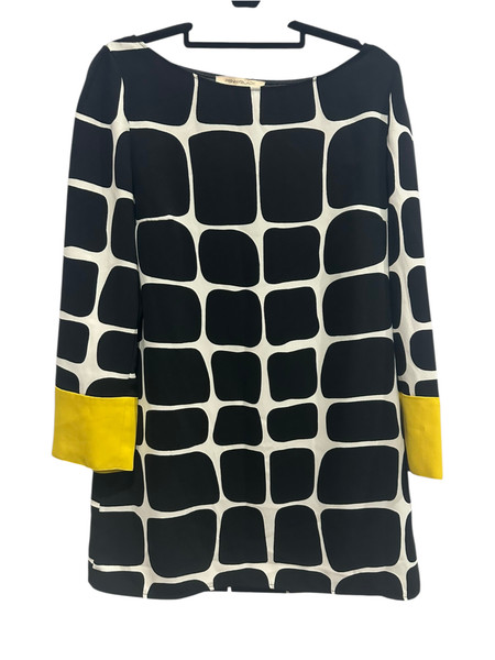Pennyblack | Geometric Print Shift Dress | Black White Yellow | S