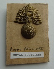 WW2 Era Royal Fusiliers Brass Cap Badge - British Army
