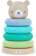 Ingenuity: ity by Ingenuity Cutie Stacks, 4 BPA-Free Rings, Faux Wood Stand,