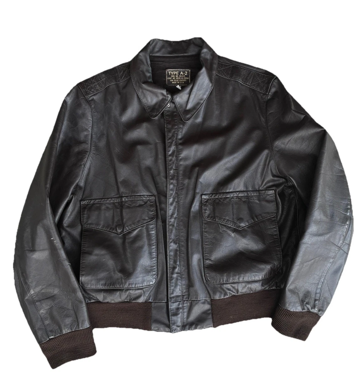 A-2“Classic“black“羊革 “短丈“bomber jacket Black A2 Goatskin Leather Bomber Jacket | Glory Store US
