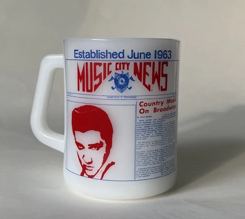 Vintage 1963 Elvis Mug Federal Glass Nashville Music City News Country USA