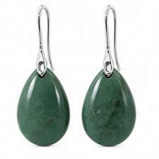 Natural Green Stone Teardrop Dangle Earrings ...