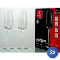 2X Packungen 6 GläSer Aus Glas Aurum FlöTe Cl 23 Transparent Bormioli Rocco