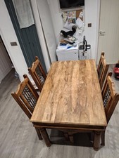 Jali Mango Honey Dining Table & 6 Solid Jali Dining Chairs