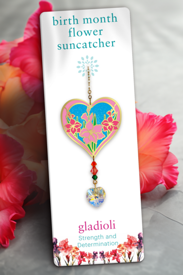 August - Gladioli Birth Month Flower Sun-Catcher Crystal & Strained Glass Mobile