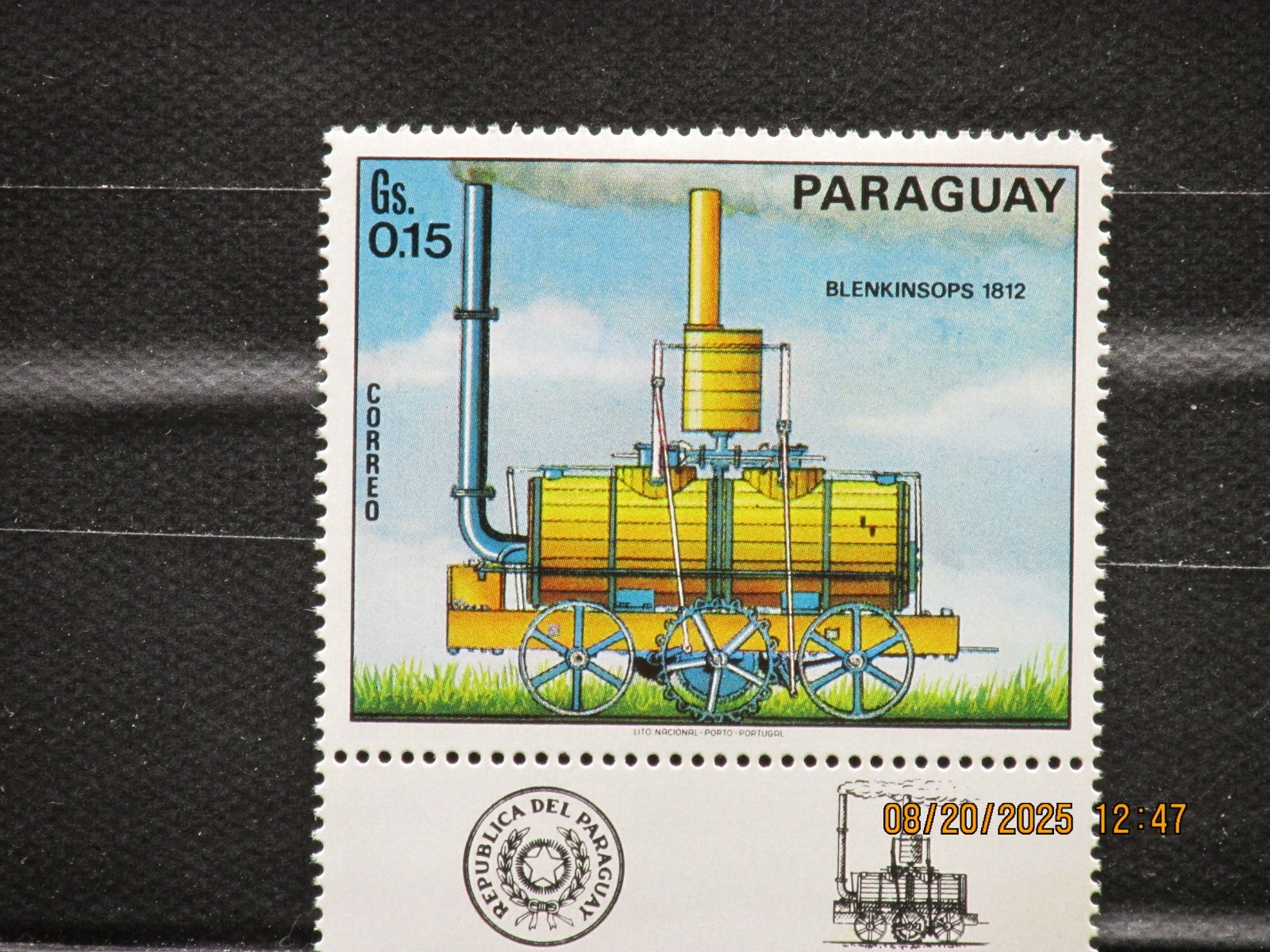 The listing is:(1)1972 Paraguay John Blenkinsop's 1812 locomotive Stamp-MNH-.15