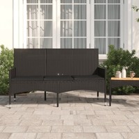 Gartenbank 3-Sitzer Mit Kissen Schwarz Poly Rattan