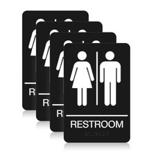 ADA Braille Unisex Restroom Signs for Business with Double Sided 3M Tape ABS...