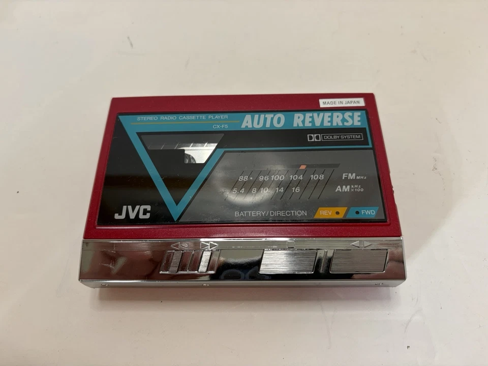 Reproductor de radio casete Walkman JVC CX-F5K rojo reversa automática con estuche - probado Foto 2 de 4