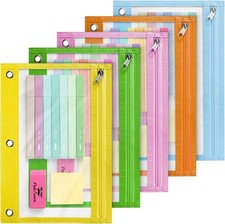 - Pencil Pouch 3 Ring Binder 5 Pack 10"x7" Smooth Zipper Clear Window Large