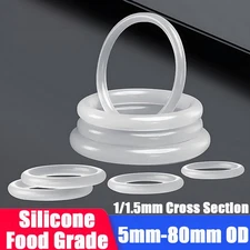 Food Grade O-Ring 1/1.5mm Cross Section Clear Silicone Rubber O Rings 5-80mm OD