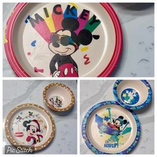  Set Of 3 Vintage 1990  s Plastic Disney Mickey Mouse Bowls AND Plates