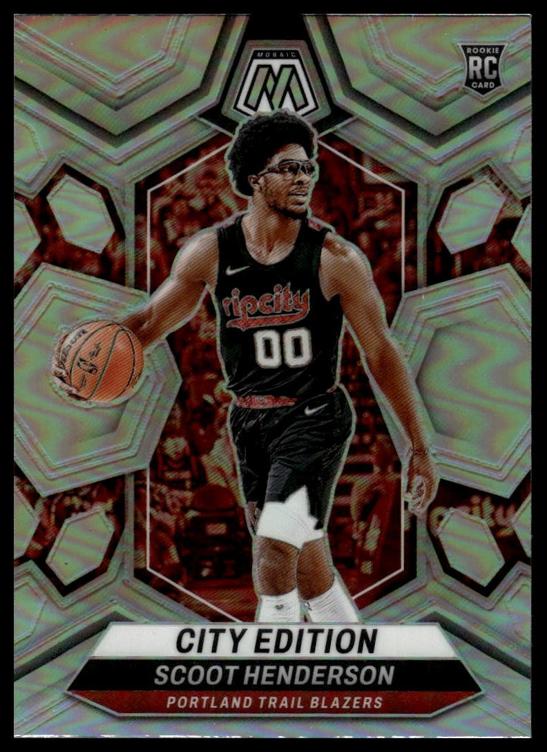 2023-24 Hoops Premium Stock #137 Scoot Henderson Silver Mosaic