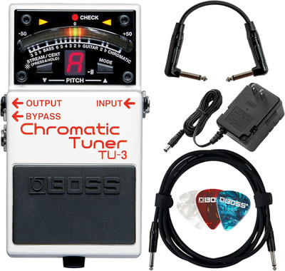 TU-3 Chromatic Tuner Pedal Bundle with Gearlux Power Supply, Instrument Cable, P