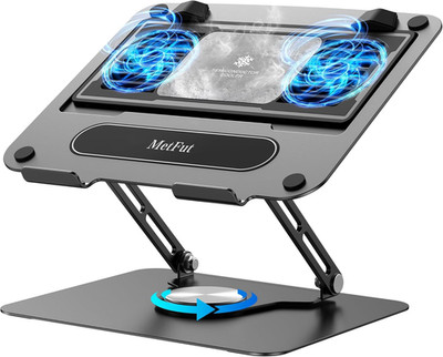 Laptop Cooling Pad with Detachable Fan & Cooler, Adjustable Height & Angle, 360