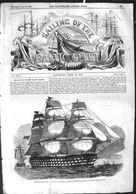 Alter antiker Druck 1855 Baltische Flotte Schiffe Herzog Wellington Admiral Dundas 19.