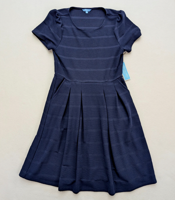 #ad Draper James RSVP Women#x27;s Dress Size L Blue Stretch Knit Fit amp; Flare NEW $34.99