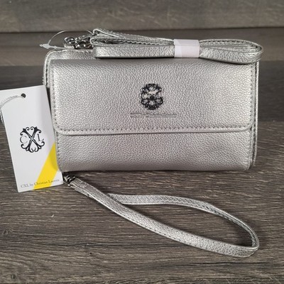 CXL Christian Lacroix Blake Pewter Pebble Flap Snap Magnetic Closure Purse Bag