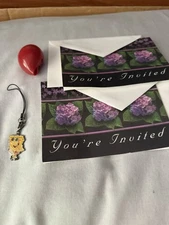 Red Clown Nose/ SpongeBob SquarePants Cell Phone Charm And 2 Party Invited W Env