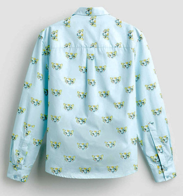 ZARA UNISEX ELEPHANT PRINT SHIRT X HARRY LAMBERT BLUE.Size Medium 
