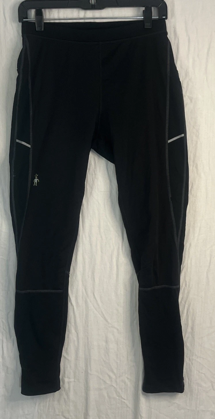 Women's SMARTWOOL PhD Black LEGGINGS Tight Base Layer Wool Pants Size Medium
