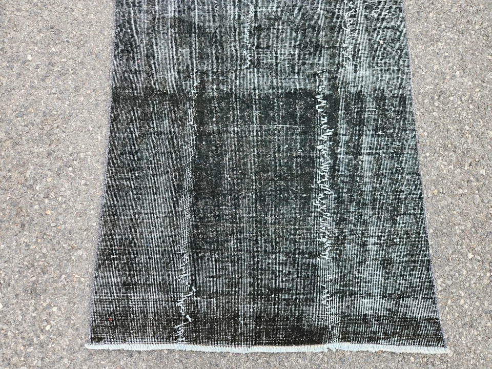 Alfombra de corredor de pasillo turca hecha a mano vintage extra larga negra 3x20, 36"x245" Foto 4 de 4