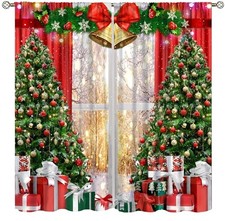 Christmas Window Curtains, Christmas Tree 20"W x 45"L Pack of 2 Christmas-14