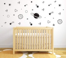 Planet Wall Decal, Boys Room Decor, Outer Space Wall Decals, Star Wall Sticke...
