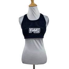 Vuori Top Womens S Small Dark Blue Gray F45 Training Cropped Racerback Box LOGO