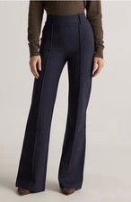 NWT Quince Navy Ponte Flare Pants L Office Dark Academia Minimalist Quiet Luxury