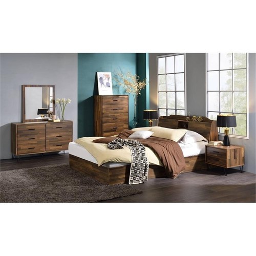 ACME Hestia Rectangular Wooden Frame Mirror in Walnut - Picture 2 of 2