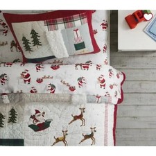 Pottery Barn Kids Heritage Black Santa Organic Twin Size Christmas Sheets