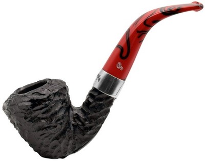 Peterson 'Dracula' Rusticated Finish Medium Bent Calabash Bruyère Pfeife (B10)