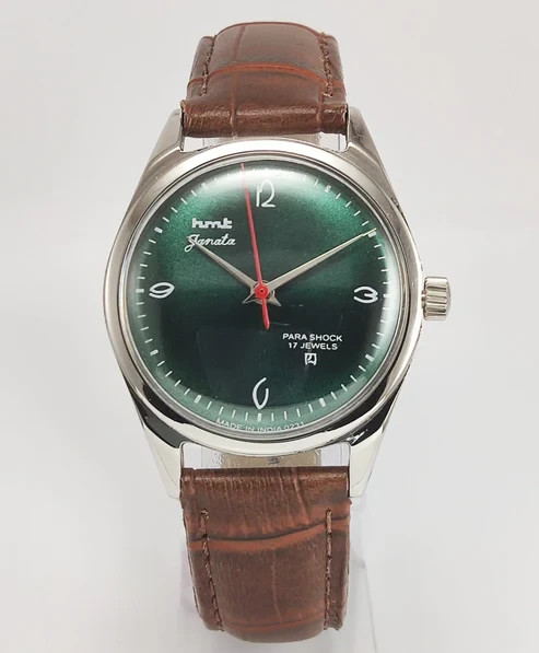 HMT Janata Green Dial Para Shock 17 Jewels Mechanical Hand Winding