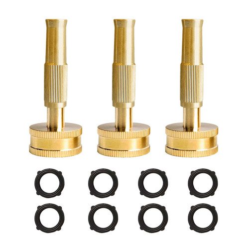 Adjustable Twist Hose Nozzle, 2 Pack 4" Heavy-Duty Brass Hose Nozzle with 6 G...