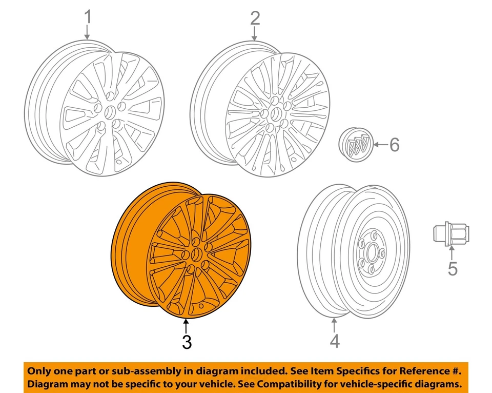 Used Wheel fits: 2015 Buick Verano 18x8 aluminum 10 spoke opt RV1 Grade C - Image 3 of 4