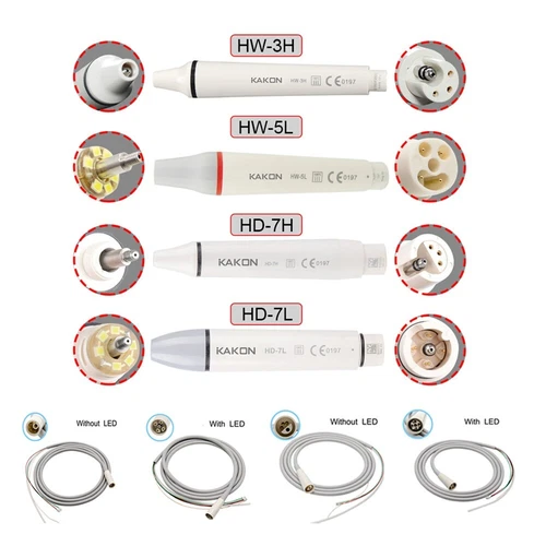 Dental Ultrasonic Scaler Handpiece with LED & Cable Pipe Hose Fit WOODPECKER/DTE