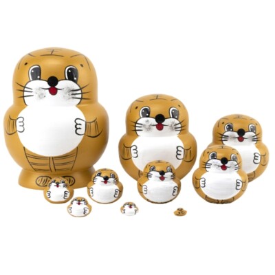 Cartoon Theme Russian Nesting Hand Painted Stacking Figures10PCS