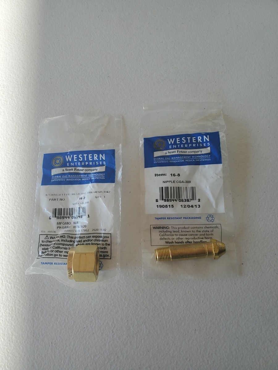Western 16-2 Nut and 16-8 Nipple Combo for Commercial Acetylene