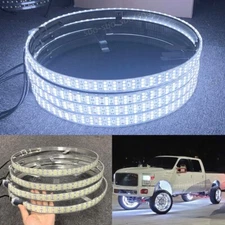 4pcs 15.5'' Triple Row White LED Wheel Ring Lights For Car Truck Button Control