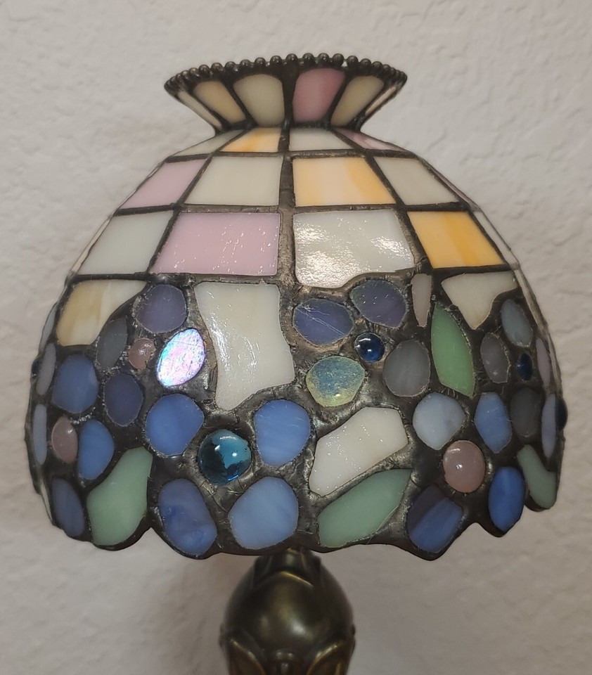 PartyLite Lamp Tiffany Style Stained Glass Hydrangea Tea Light Candle