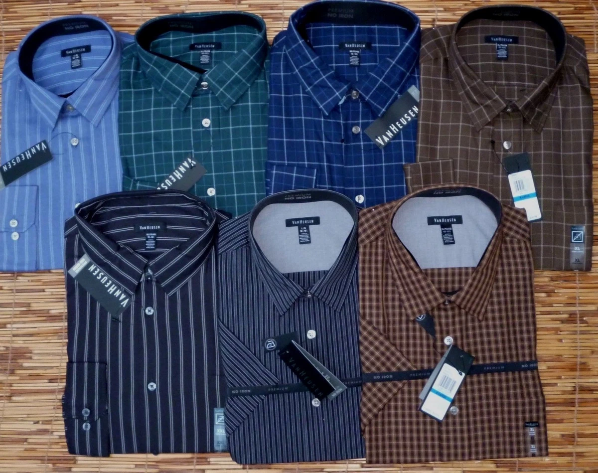 VAN HEUSEN MENS PREMIUM NO IRON COTTON/POLY DRESS SHIRTS YOUR PICK LIST  $50-$54