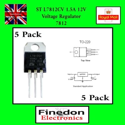 VARIOUS 5 Stück L7812CV 7812 12 V Linearer Spannungsregler 1,5 A UK Verkäufer