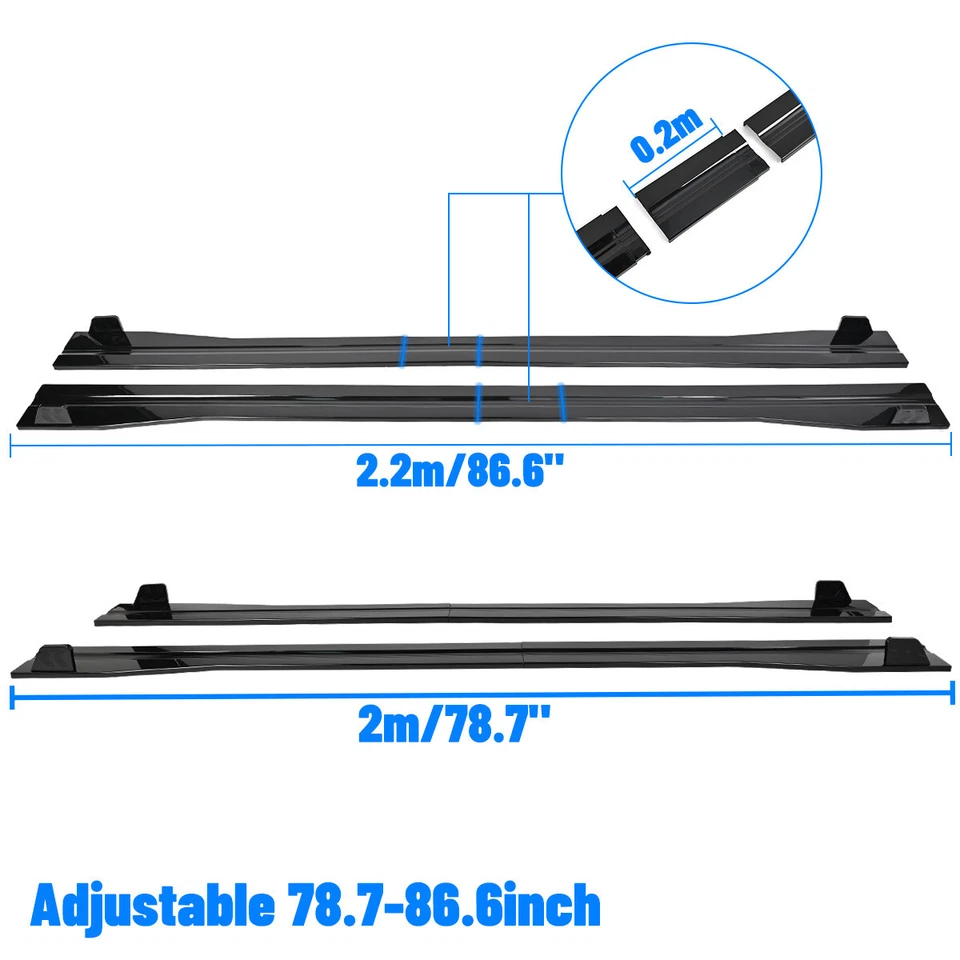 Gloss Black Side Skirts Extension Rocker Panel Lip For BMW X1 X2 X3 X4 X5 X6 X7 - Image 4 of 4