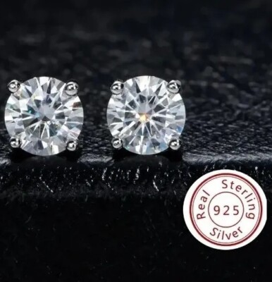 Moissanit Ohrringe Sterlingsilber hypoallergen 14 Karat vergoldet 