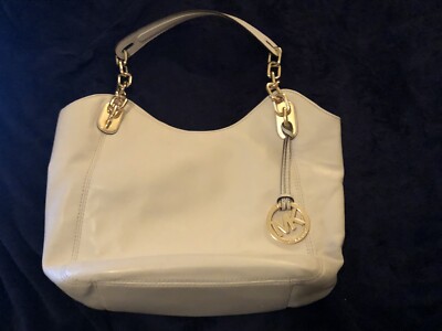 Michael Kors White Handbag With Gold Chain